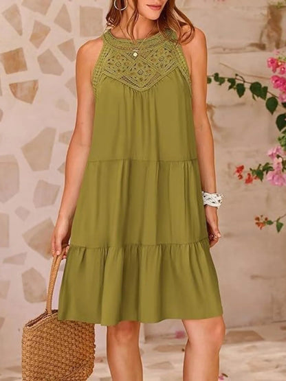 Vestido de Encaje Sin Mangas Corto