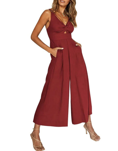 Mono sin mangas elegante escote V