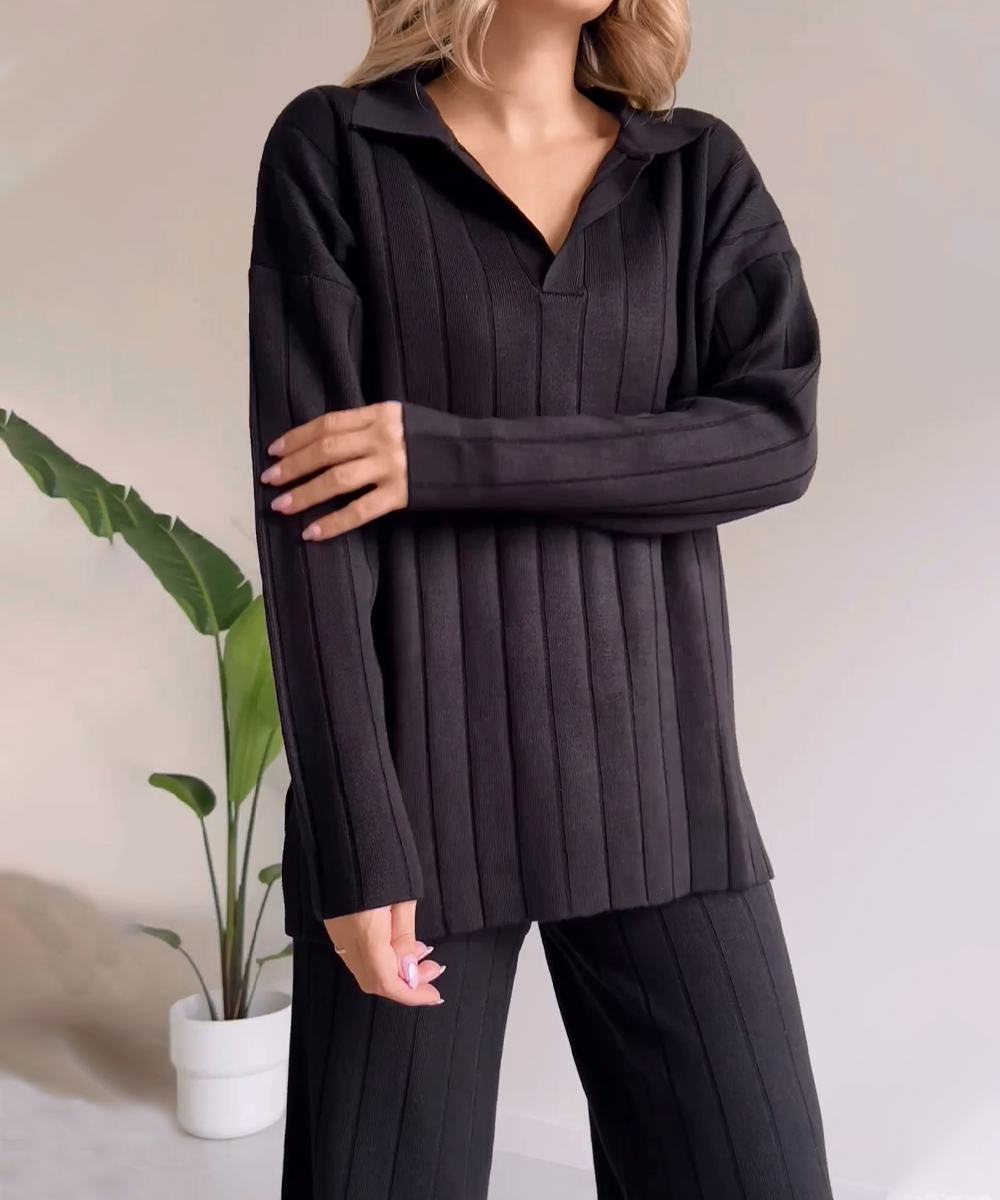 Conjunto Jersey Cuello V Estilo Mujer