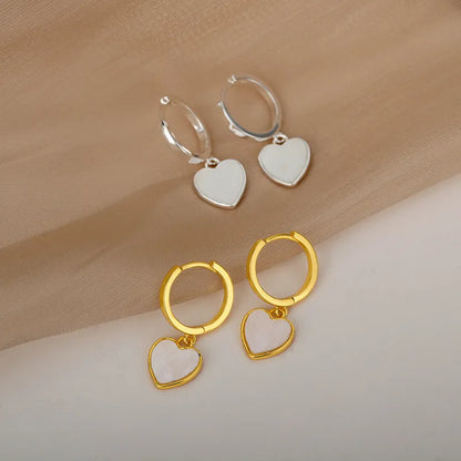 Pendientes Corazón Nacar Oro Femeninos