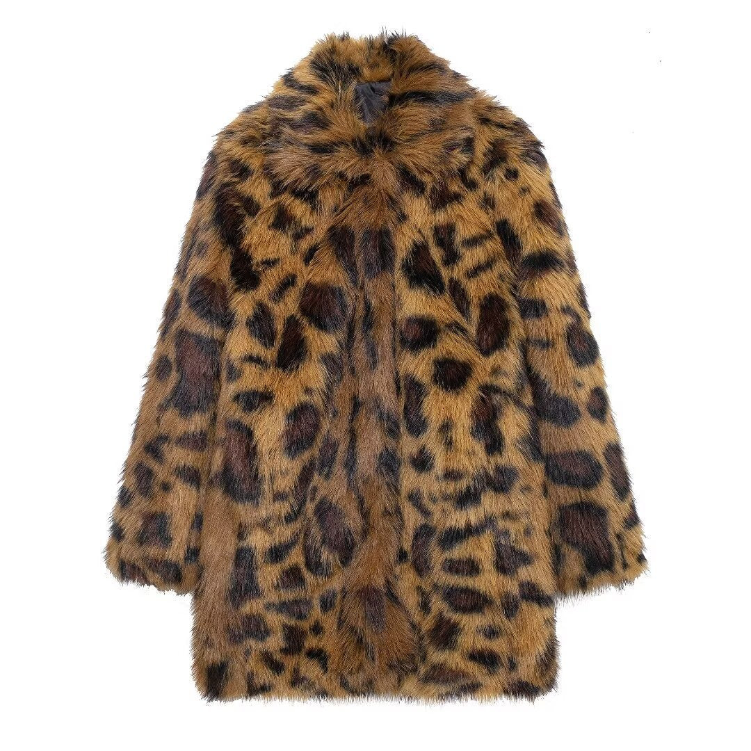 Chaquetón Mujer Peludo Estampado Invierno