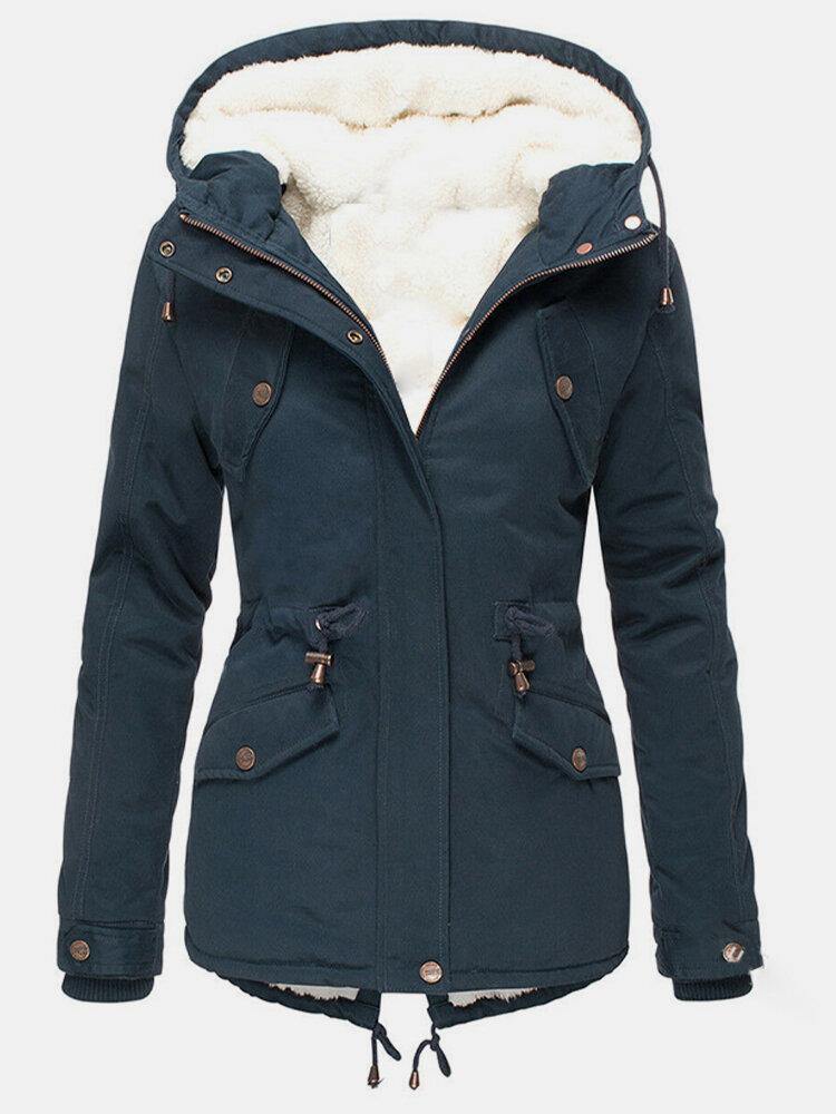Abrigo Invierno Mujer Forro Polar y Capucha