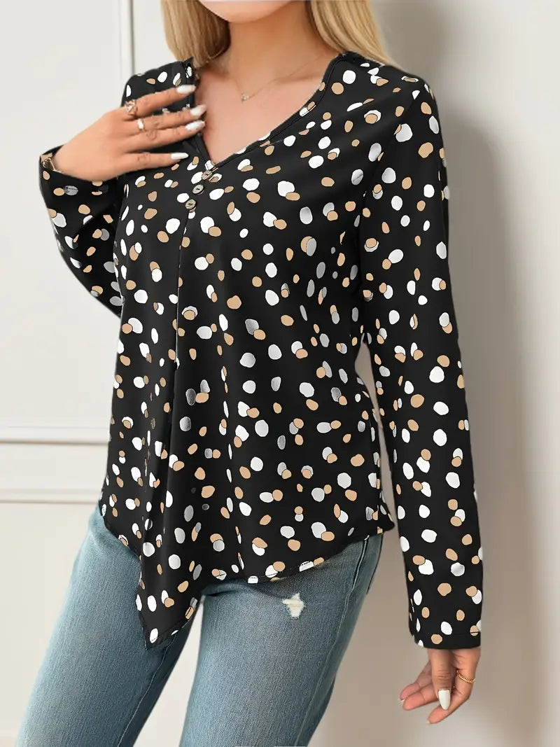 Blusa de Lunares Florales Manga Larga