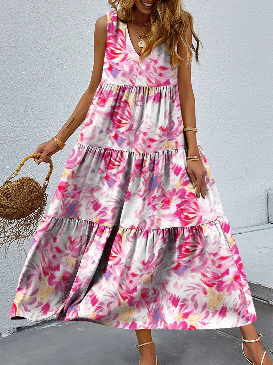 Vestido Floral Sin Mangas Estilo Boho - Vestiria