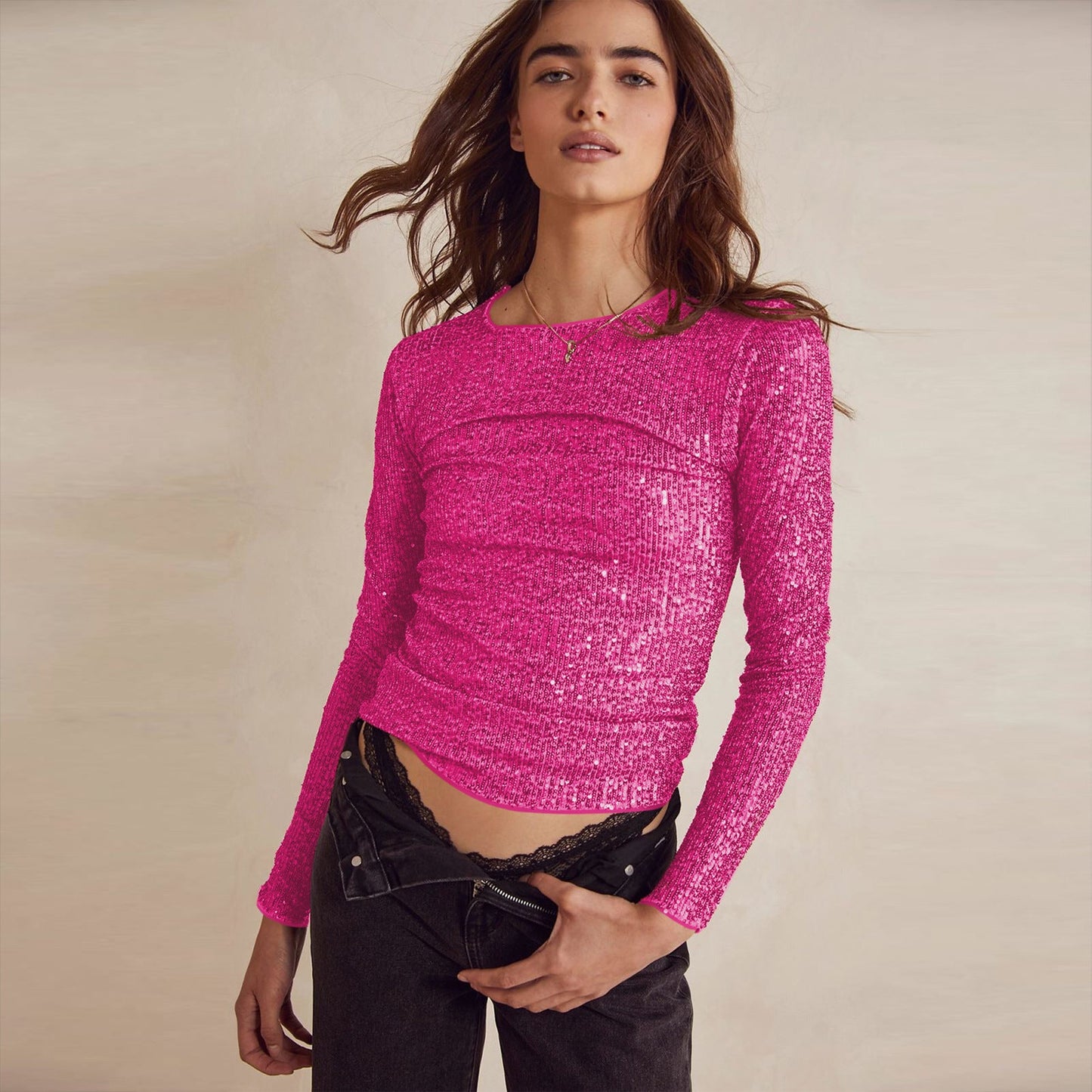Top brillante de mujer con lentejuelas