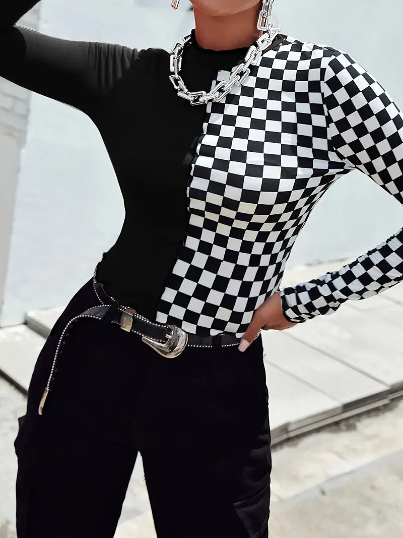 Top Mujer Elegante Blanco Negro - Vestiria