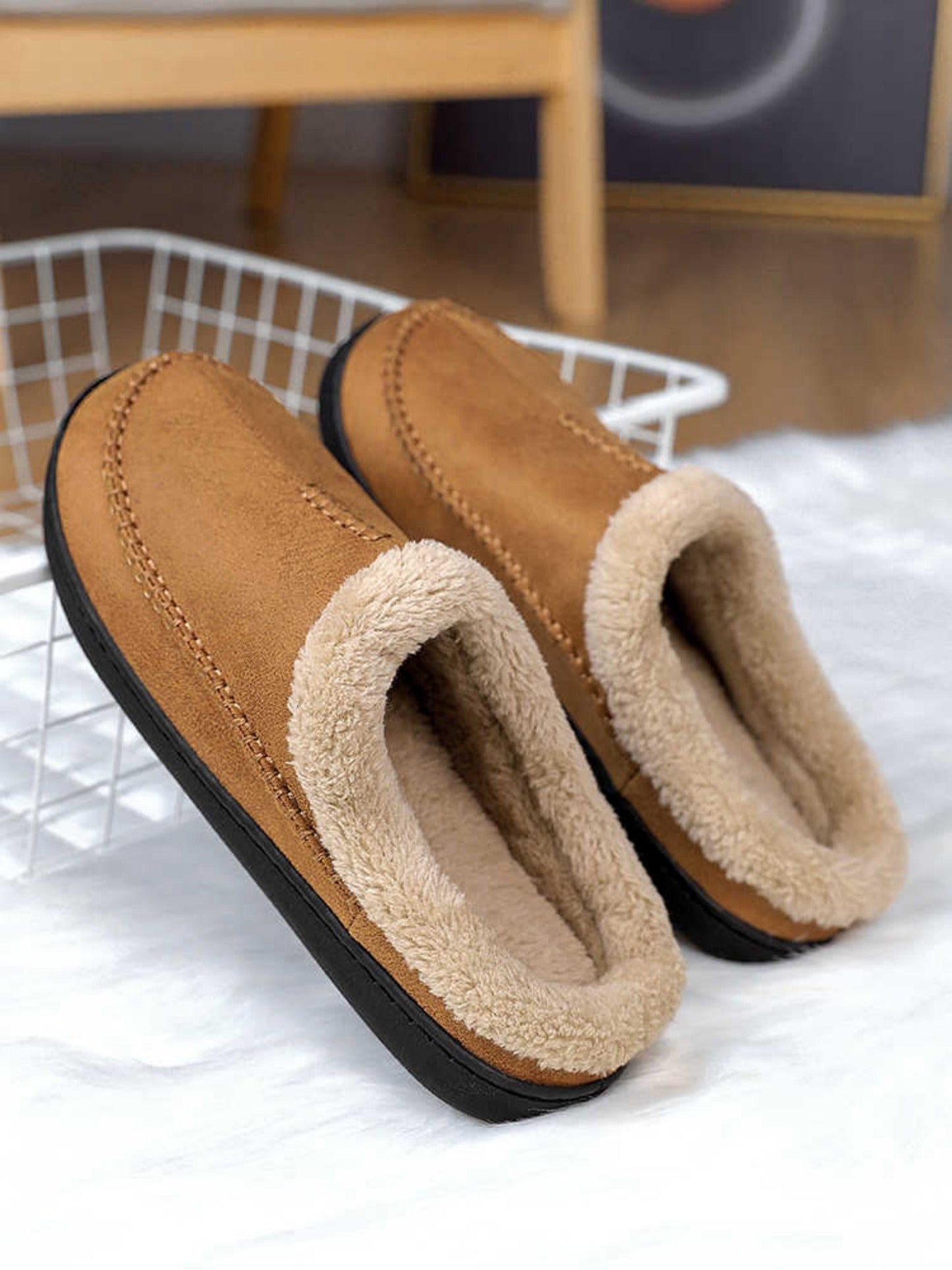 Pantuflas Hombre Piel Suave Invierno