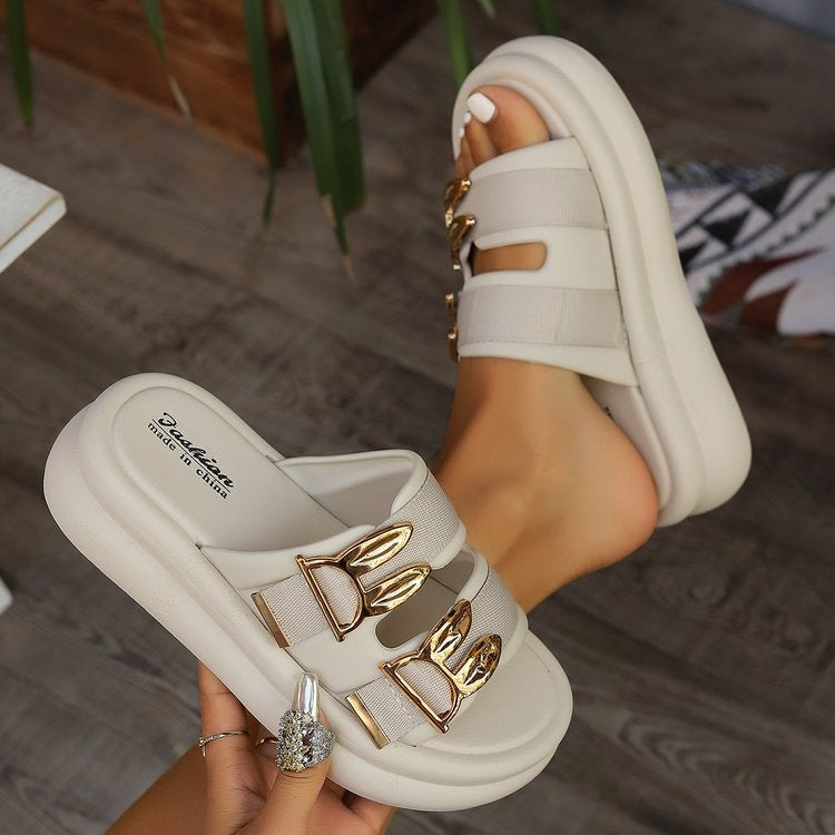 Sandalias Mujer Plataforma Acolchada Diseño Brillante