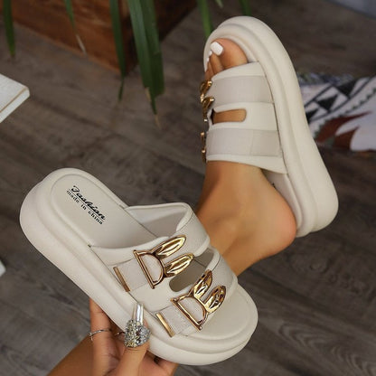 Sandalias Mujer Plataforma Acolchada Diseño Brillante