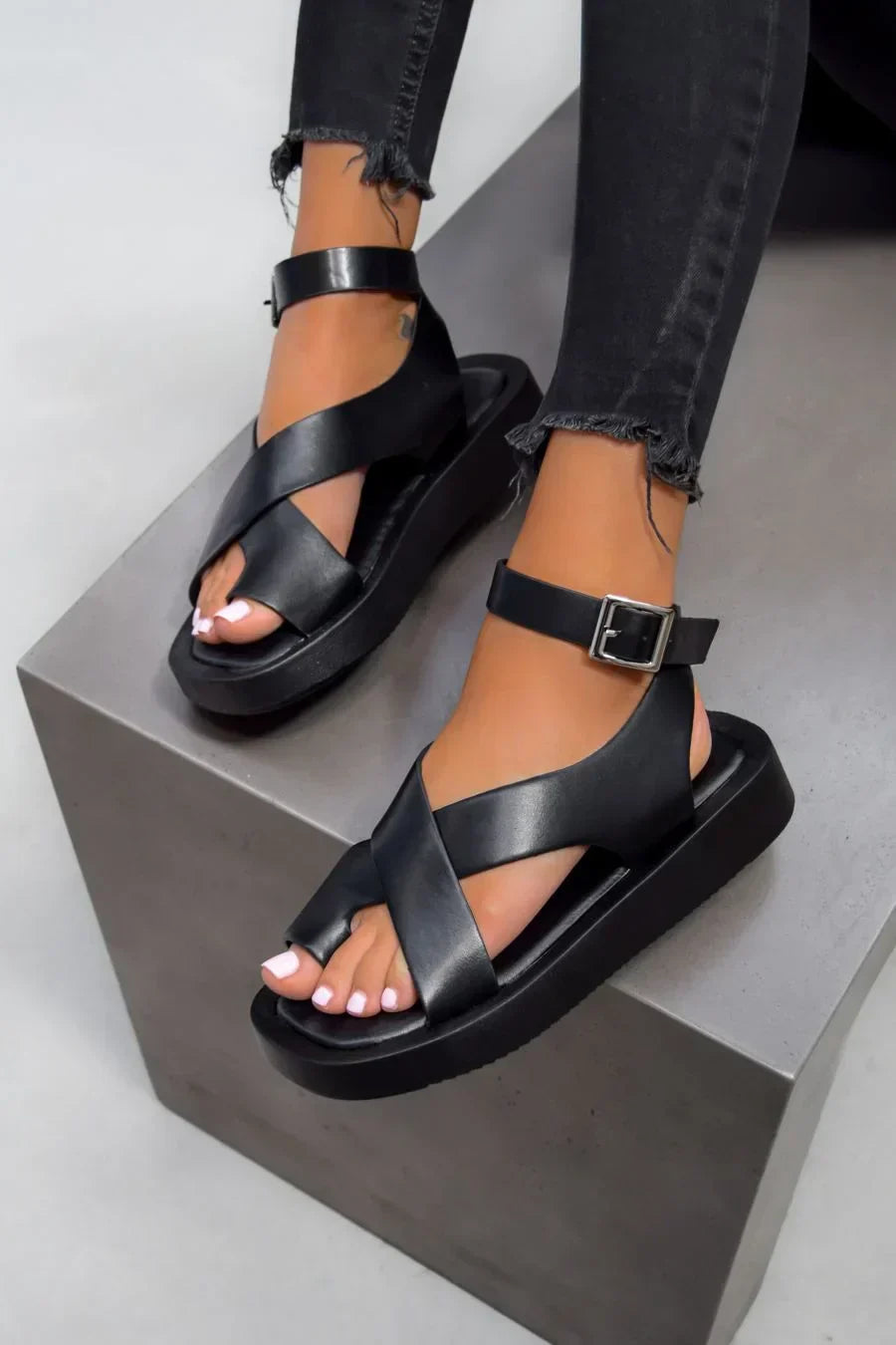Sandalias Mujer Plataforma Cruzada Elegantes