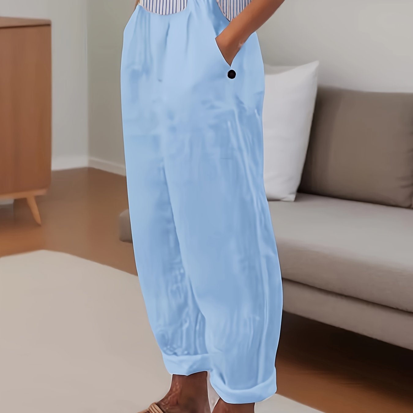Pantalones Lino Mujer Corte Amplio Comodo