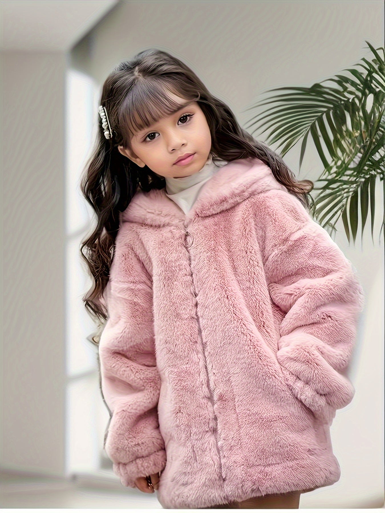 Chaqueta Niña con Capucha y Pelusa Suave