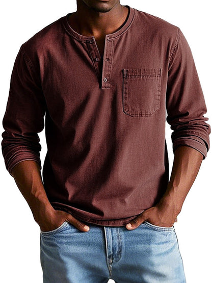 Camiseta Hombre Manga Larga Bolsillo Pecho