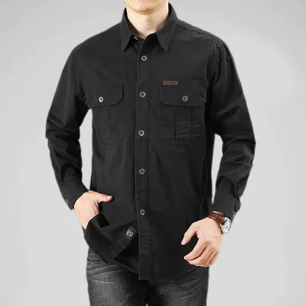 Camisa Cargo Hombre Manga Larga Moderna