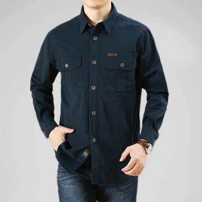 Camisa Cargo Hombre Manga Larga Moderna