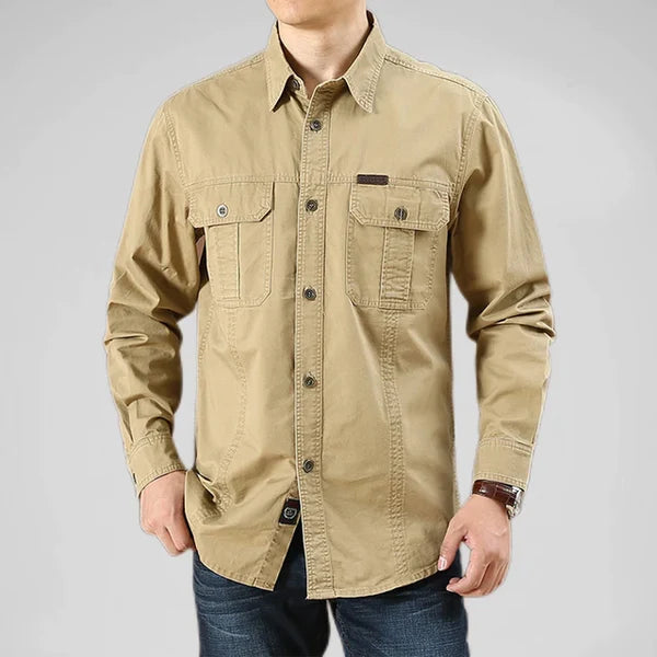 Camisa Cargo Hombre Manga Larga Moderna