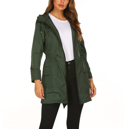 Chaqueta agua impermeable mujer capucha cortaviento