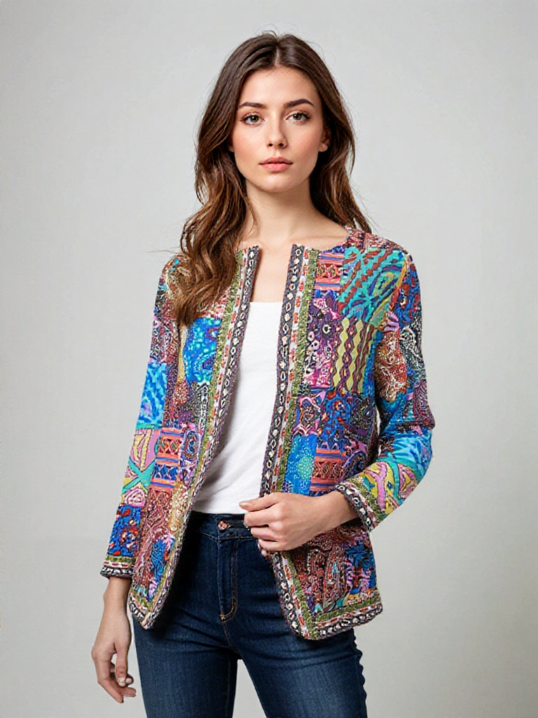 Chaquetilla Mujer Estampada Elegante - Vestiria