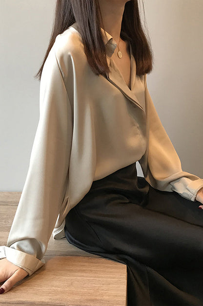 Blusa Satén Elegante Manga Larga - Vestiria