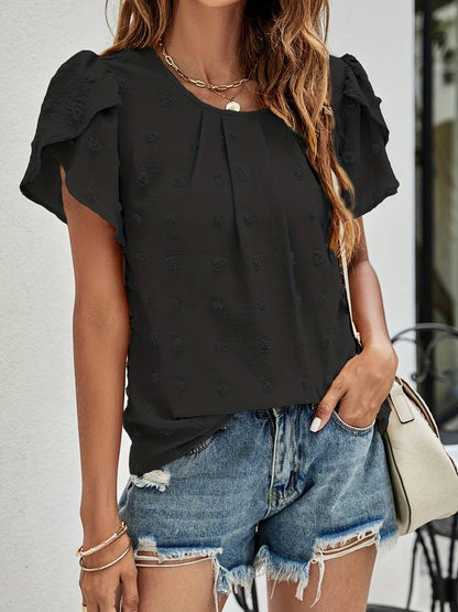 Blusa Floral Elegante Cuello Redondo