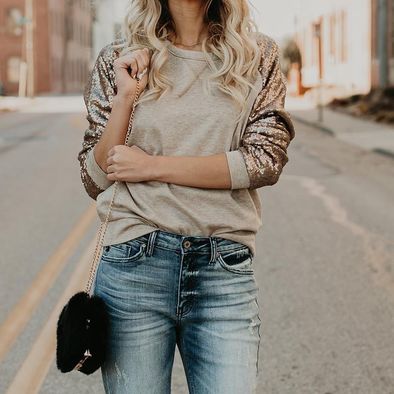 Camiseta Mujer Lentejuelas Estilo Primavera - Vestiria