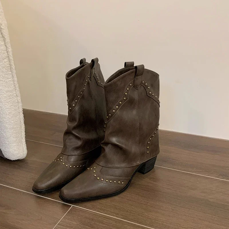 Botas Vaqueras Mujer Tacón Medio Decoradas