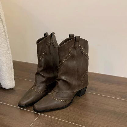 Botas Vaqueras Mujer Tacón Medio Decoradas