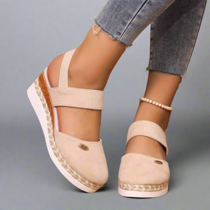 Sandalias de tacón con tiras anchas mujer
