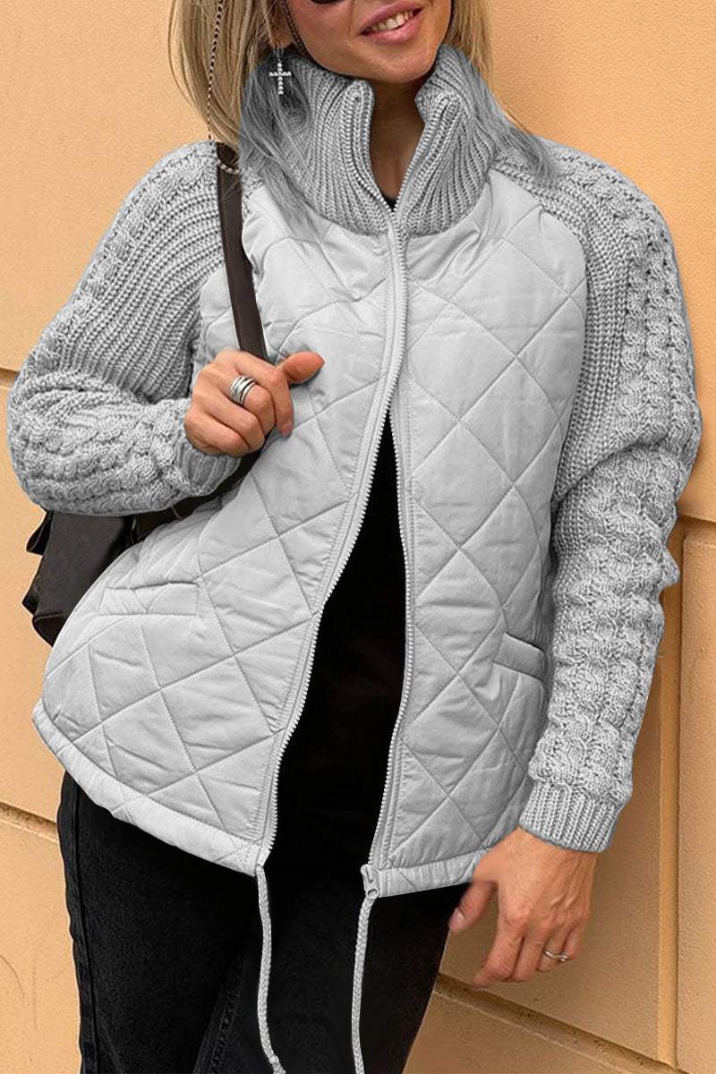 Chaqueta Mujer Casual Patchwork Diseño Contraste