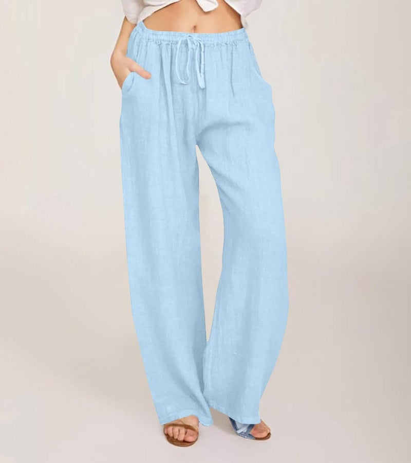 Pantalones Mujer Cintura Alta y Rectos Ligeros