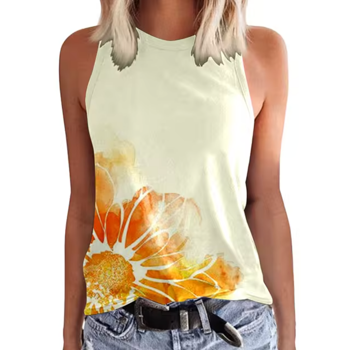 Top Floral Sin Mangas Mujer