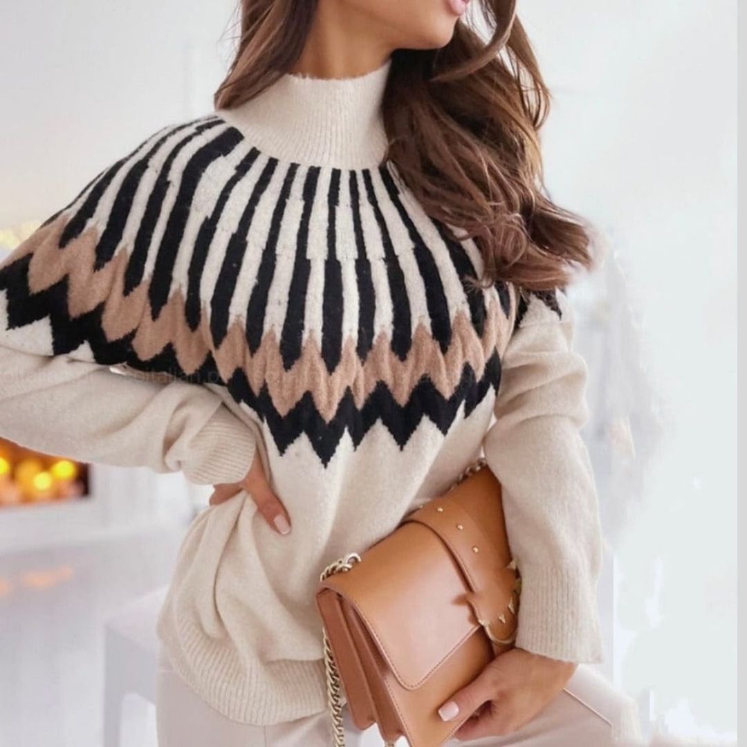 Sudadera geométrica cuello alto moda - Vestiria