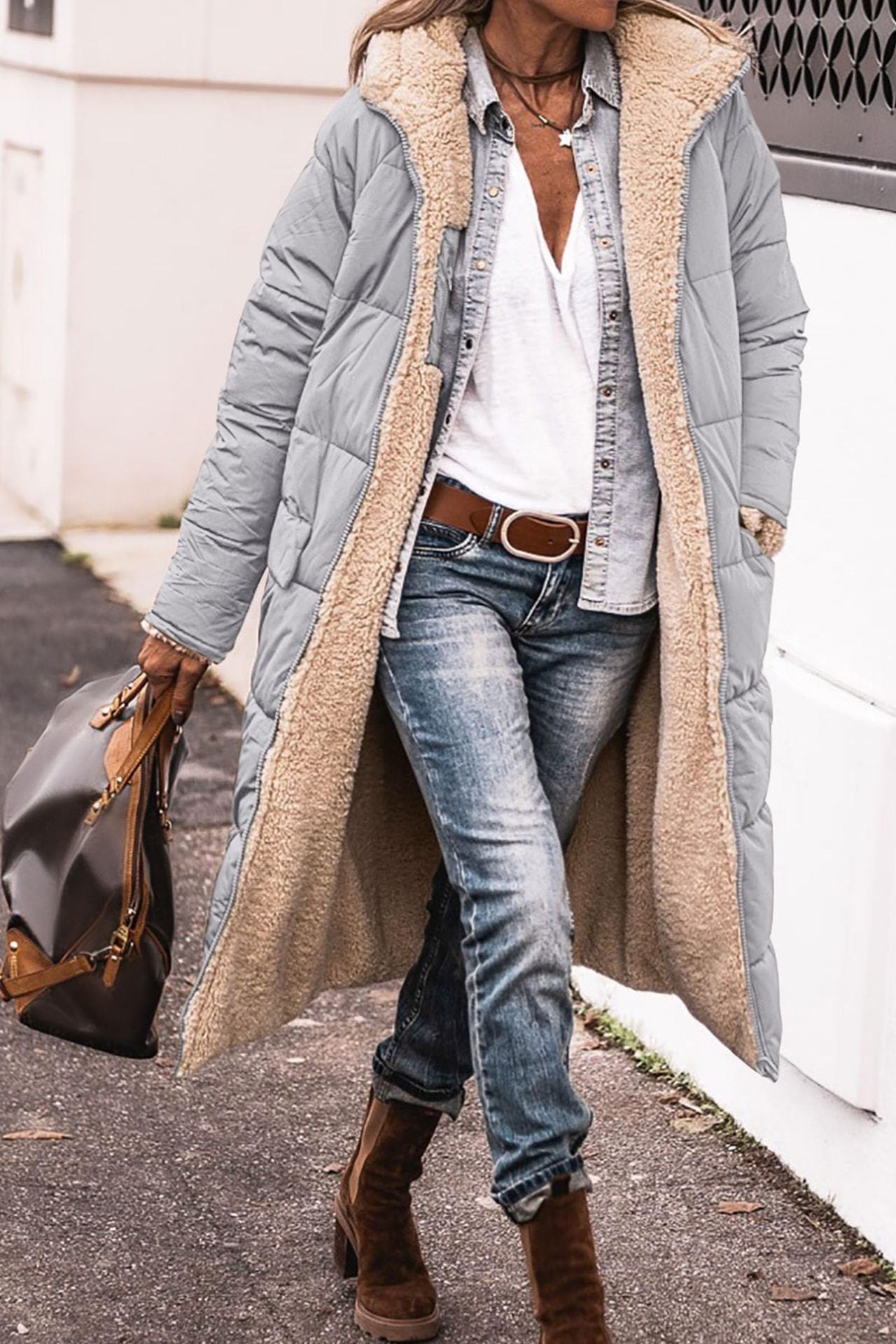 Chaqueta Acolchada Parka Con Capucha Grande