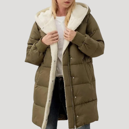 Abrigo Invierno Mujer Acolchado Cálido con Capucha