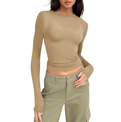 Camisa Mujer Manga Larga Cuello Redondo