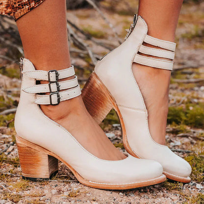 Zapatos Tacón Cuero Elegantes