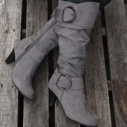 Botas Mujer Altas de Puntera Fina con Hebilla