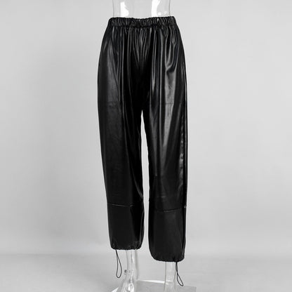 Pantalones Mujer Piel Sintética Adjustables