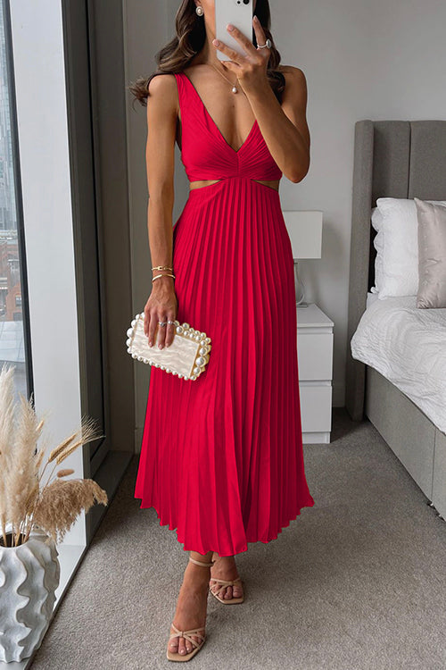 Vestido de Fiesta Midi Elegante con Falda Plisada