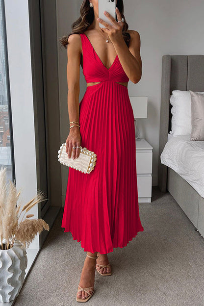 Vestido de Fiesta Midi Elegante con Falda Plisada