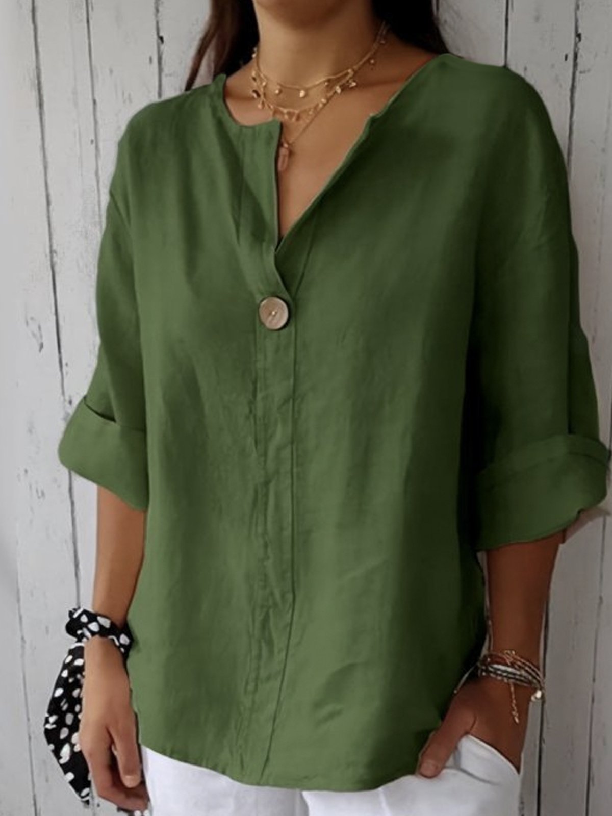 Blusa Mujer Elegante con Cuello Asimétrico Relajada