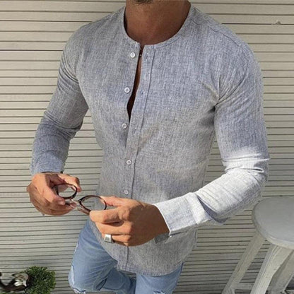 Camisa Hombre Algodón Manga Larga Clásica