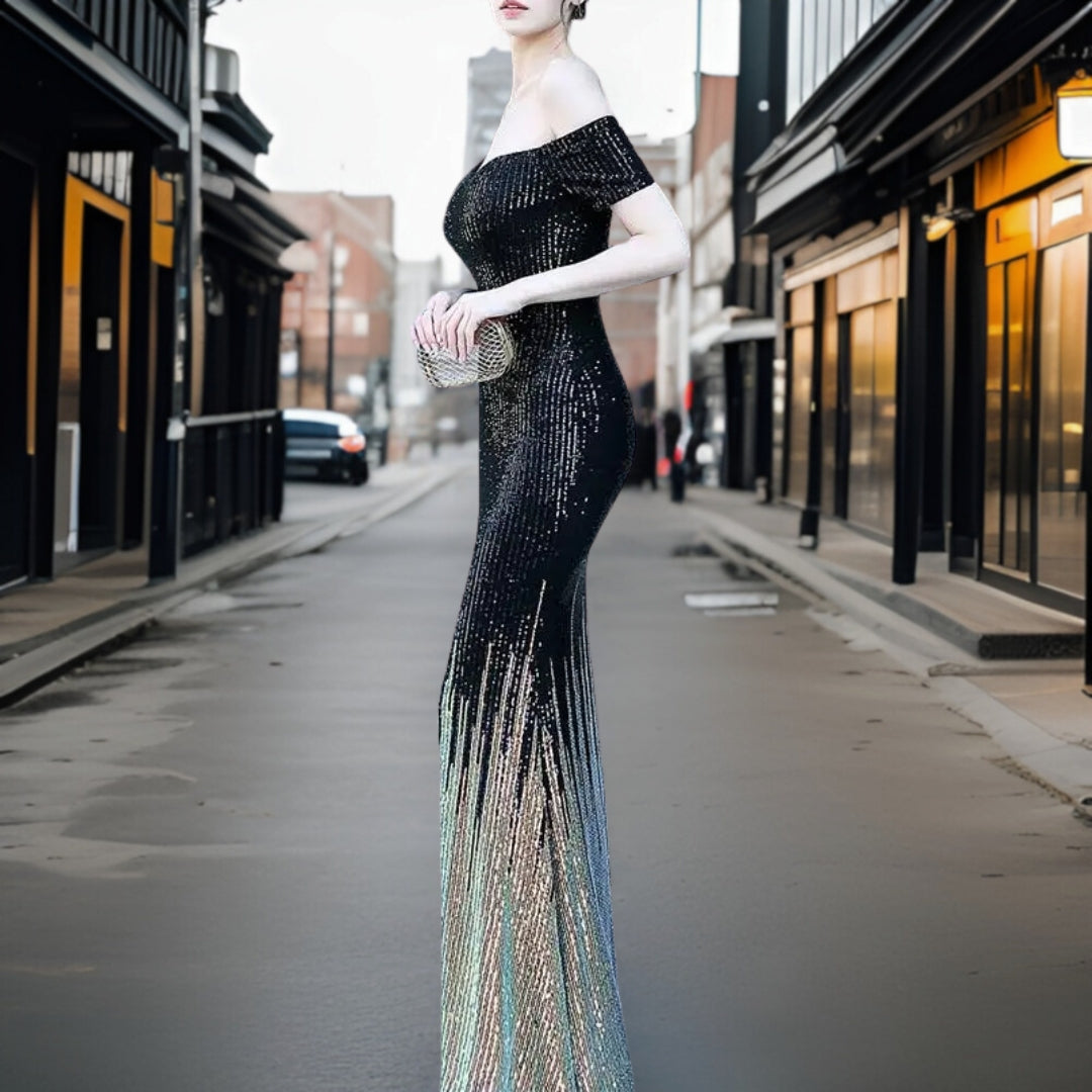 Vestido de Noche Elegante Escote Abierto
