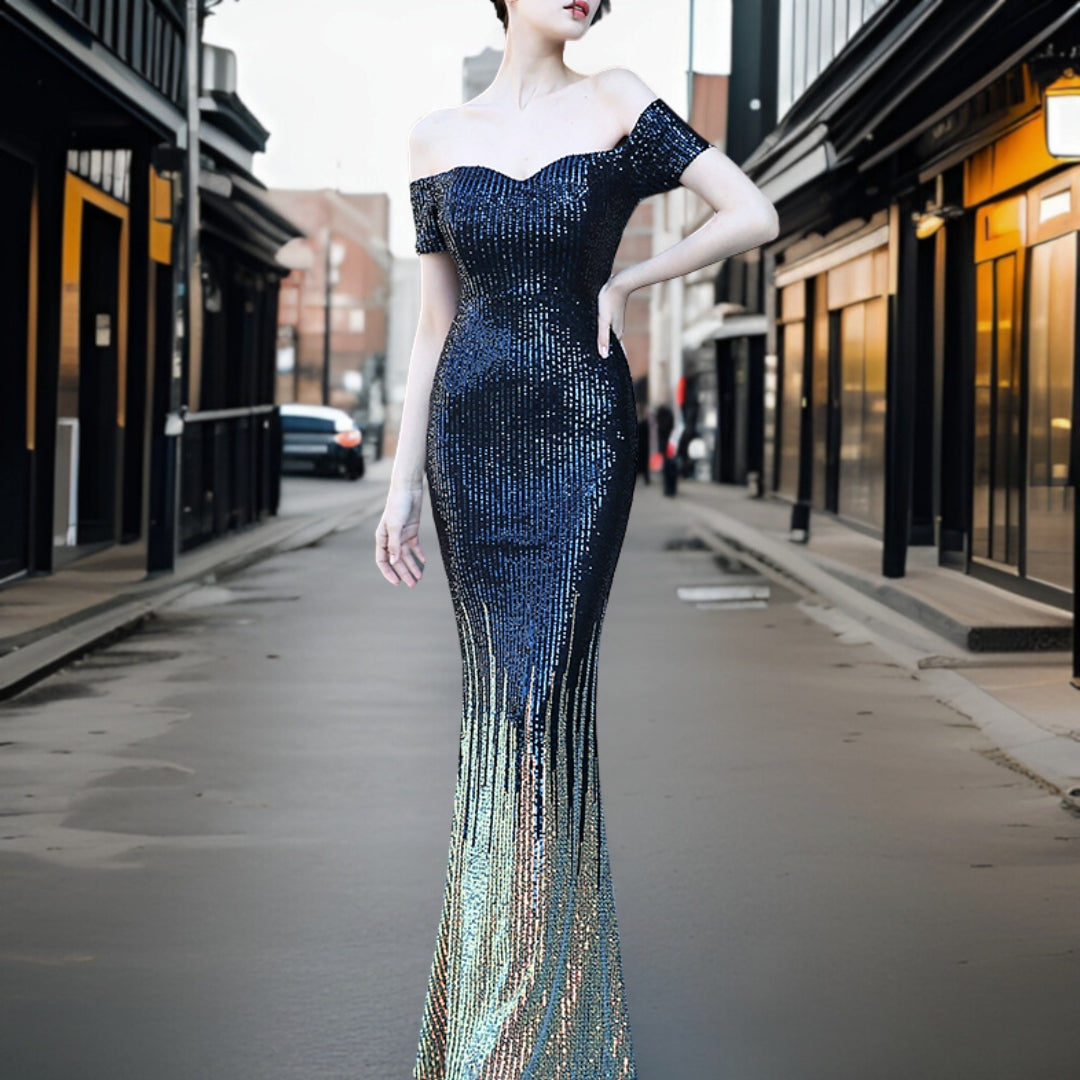 Vestido de Noche Elegante Escote Abierto