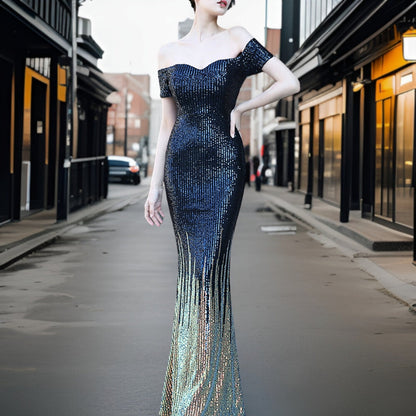 Vestido de Noche Elegante Escote Abierto