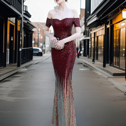 Vestido de Noche Elegante Escote Abierto - Vestiria