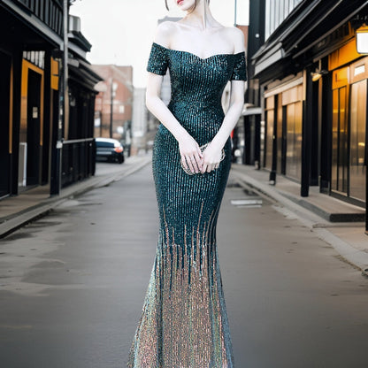 Vestido de Noche Elegante Escote Abierto