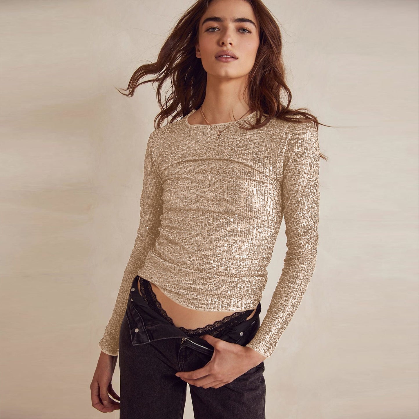 Top brillante de mujer con lentejuelas - Vestiria