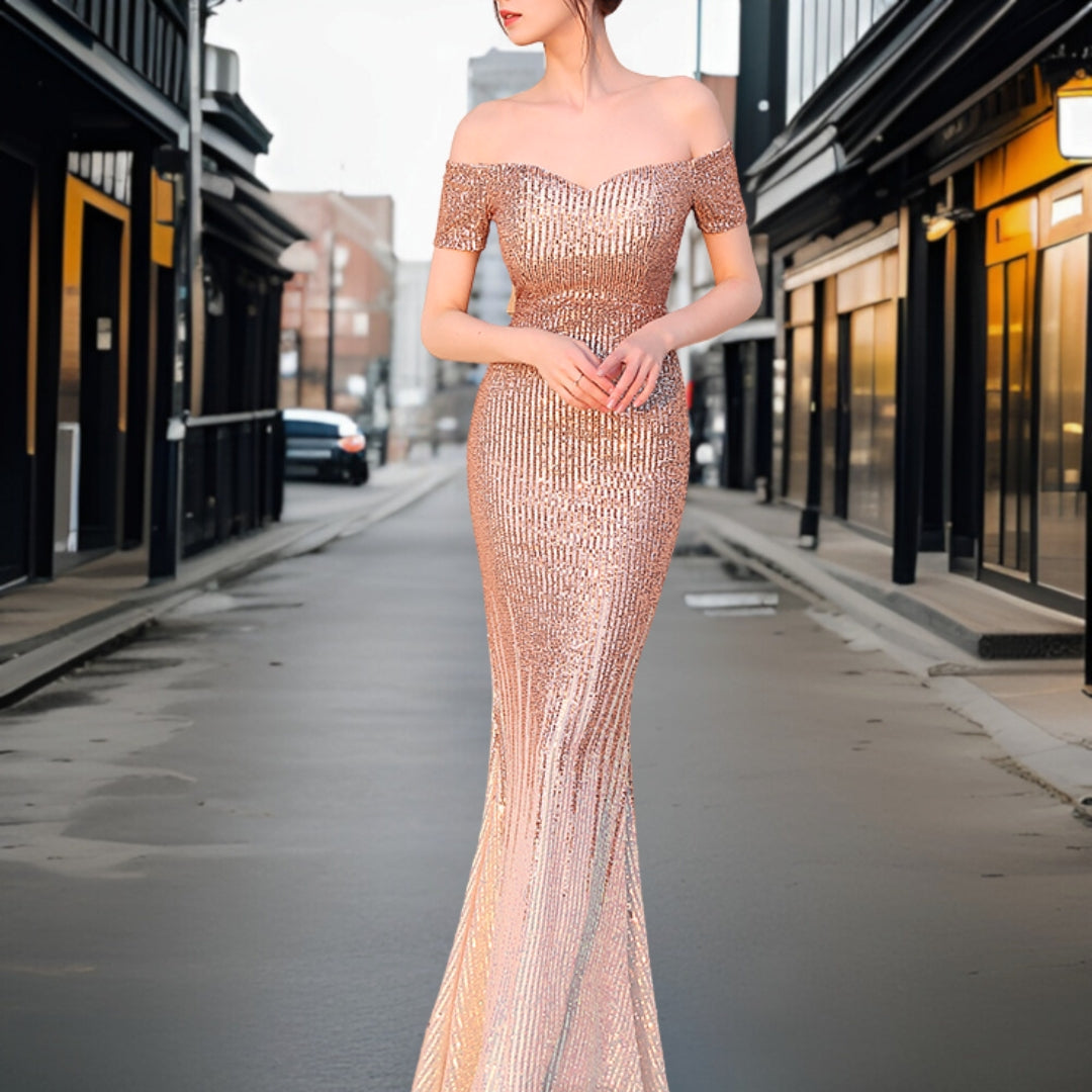 Vestido de Noche Elegante Escote Abierto