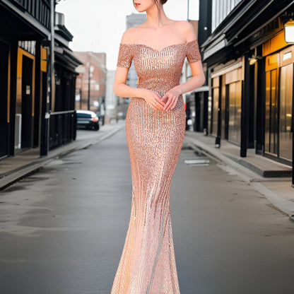 Vestido de Noche Elegante Escote Abierto